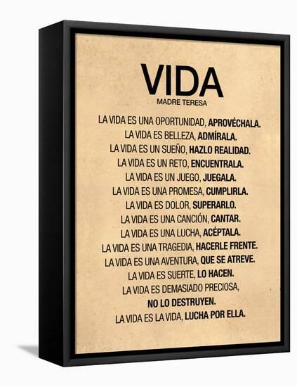 Vida por Madre Teresa Poema-null-Framed Stretched Canvas