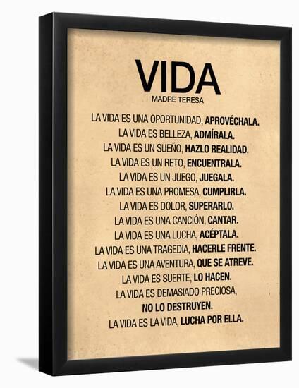 Vida por Madre Teresa Poema-null-Framed Poster