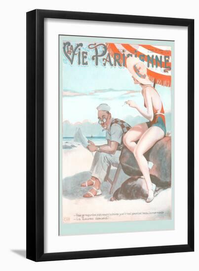 Vie Parisienne, French Beach Scene-null-Framed Art Print