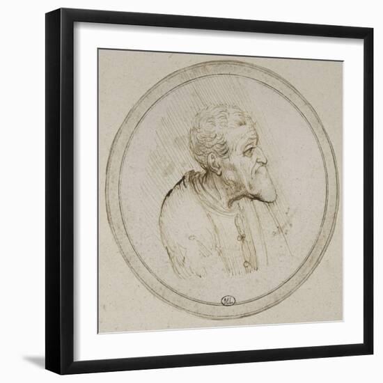 Vieillard à mi-corps, la tête de profil-Leonardo da Vinci-Framed Giclee Print