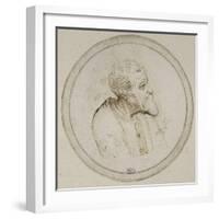 Vieillard à mi-corps, la tête de profil-Leonardo da Vinci-Framed Giclee Print