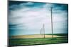 Vielbrunn, Hesse, Germany, Old Power Supply Lines Above Fields-Bernd Wittelsbach-Mounted Photographic Print