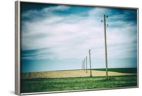 Vielbrunn, Hesse, Germany, Old Power Supply Lines Above Fields-Bernd Wittelsbach-Framed Photographic Print