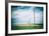 Vielbrunn, Hesse, Germany, Old Power Supply Lines Above Fields-Bernd Wittelsbach-Framed Photographic Print
