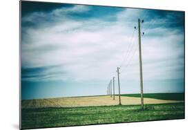 Vielbrunn, Hesse, Germany, Old Power Supply Lines Above Fields-Bernd Wittelsbach-Mounted Photographic Print