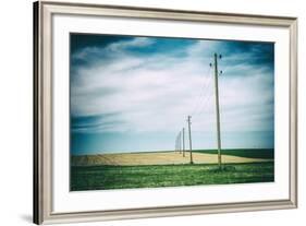 Vielbrunn, Hesse, Germany, Old Power Supply Lines Above Fields-Bernd Wittelsbach-Framed Photographic Print