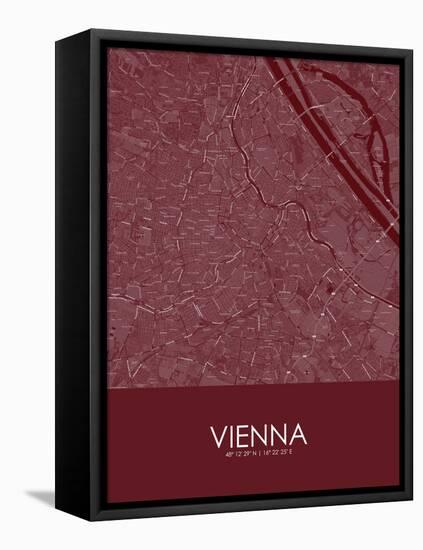 Vienna, Austria Red Map-null-Framed Stretched Canvas