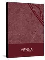 Vienna, Austria Red Map-null-Stretched Canvas