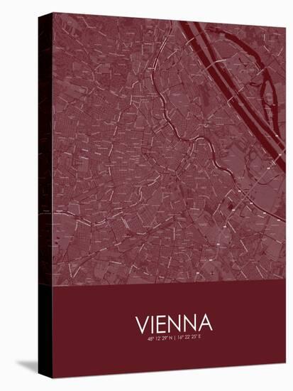 Vienna, Austria Red Map-null-Stretched Canvas