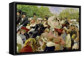 Vienna Lord Mayor Karl Lueger riding in his coach during the flower-corso in the Vienna Prater1904-Wilhelm Gause-Framed Stretched Canvas