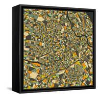 Vienna Map-Jazzberry Blue-Framed Stretched Canvas