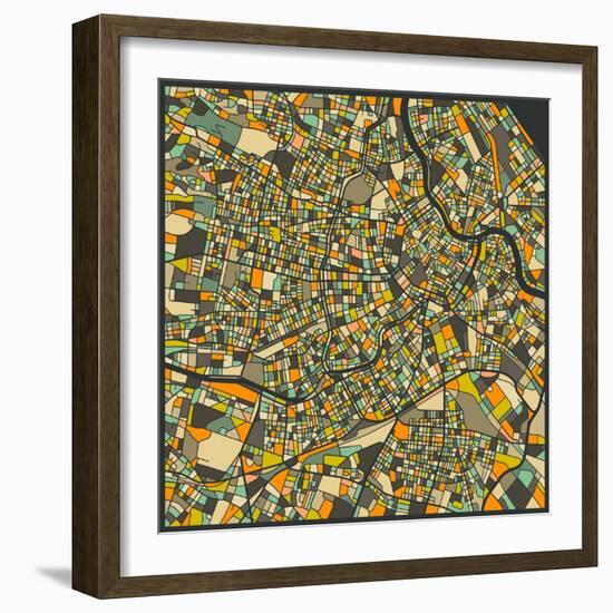 Vienna Map-Jazzberry Blue-Framed Art Print