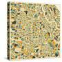 Vienna Map-Jazzberry Blue-Stretched Canvas