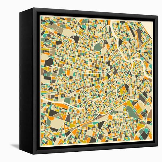 Vienna Map-Jazzberry Blue-Framed Stretched Canvas