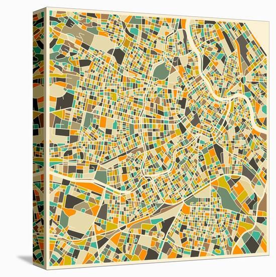 Vienna Map-Jazzberry Blue-Stretched Canvas