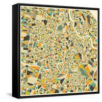 Vienna Map-Jazzberry Blue-Framed Stretched Canvas