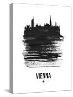 Vienna Skyline Brush Stroke - Black-NaxArt-Stretched Canvas