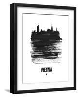 Vienna Skyline Brush Stroke - Black-NaxArt-Framed Art Print