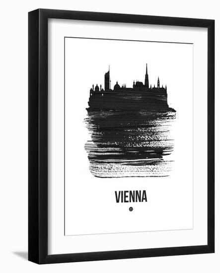 Vienna Skyline Brush Stroke - Black-NaxArt-Framed Art Print