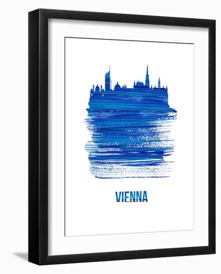 Vienna Skyline Brush Stroke - Blue-NaxArt-Framed Art Print