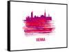 Vienna Skyline Brush Stroke - Red-NaxArt-Framed Stretched Canvas