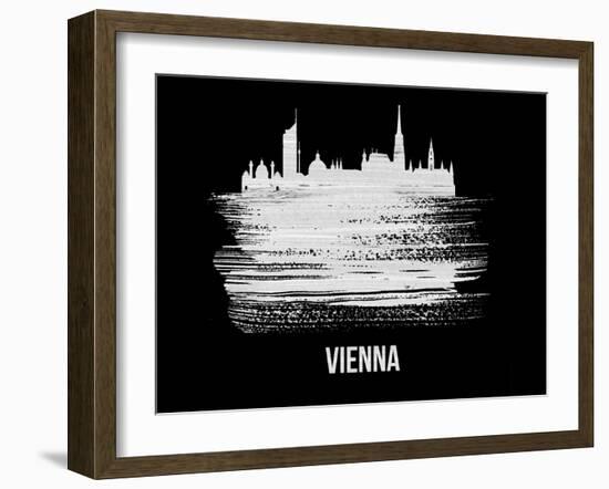 Vienna Skyline Brush Stroke - White-NaxArt-Framed Art Print