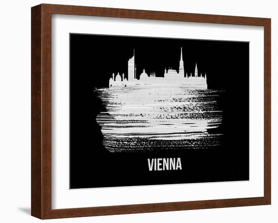 Vienna Skyline Brush Stroke - White-NaxArt-Framed Art Print