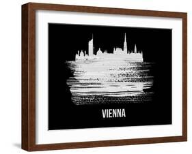 Vienna Skyline Brush Stroke - White-NaxArt-Framed Art Print