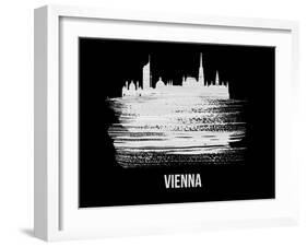 Vienna Skyline Brush Stroke - White-NaxArt-Framed Art Print