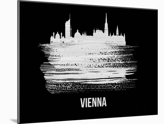 Vienna Skyline Brush Stroke - White-NaxArt-Mounted Art Print