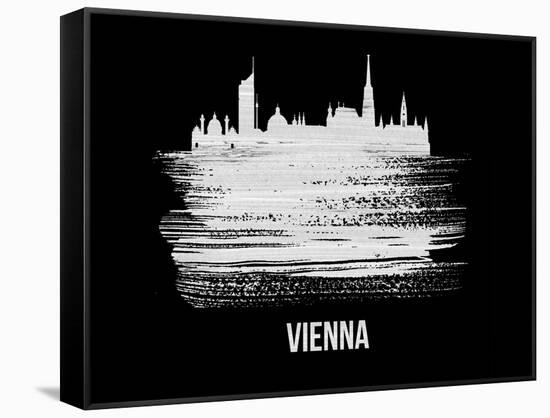 Vienna Skyline Brush Stroke - White-NaxArt-Framed Stretched Canvas