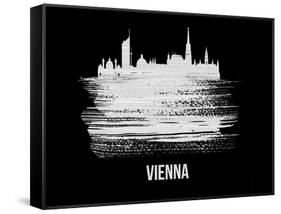Vienna Skyline Brush Stroke - White-NaxArt-Framed Stretched Canvas