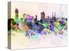 Vienna Skyline in Watercolor Background-paulrommer-Stretched Canvas