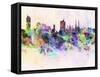 Vienna Skyline in Watercolor Background-paulrommer-Framed Stretched Canvas