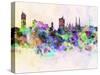 Vienna Skyline in Watercolor Background-paulrommer-Stretched Canvas