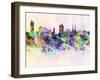 Vienna Skyline in Watercolor Background-paulrommer-Framed Art Print