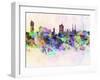 Vienna Skyline in Watercolor Background-paulrommer-Framed Art Print