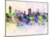 Vienna Skyline in Watercolor Background-paulrommer-Mounted Art Print