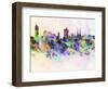 Vienna Skyline in Watercolor Background-paulrommer-Framed Art Print