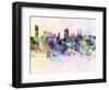 Vienna Skyline in Watercolor Background-paulrommer-Framed Art Print