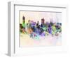 Vienna Skyline in Watercolor Background-paulrommer-Framed Art Print