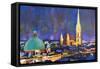 Vienna Skyline with St Stephan at Night-Markus Bleichner-Framed Stretched Canvas