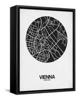 Vienna Street Map Black on White-NaxArt-Framed Stretched Canvas