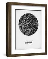 Vienna Street Map Black on White-NaxArt-Framed Art Print