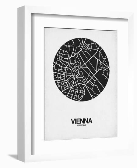 Vienna Street Map Black on White-NaxArt-Framed Art Print