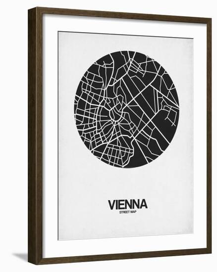 Vienna Street Map Black on White-NaxArt-Framed Art Print