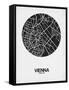 Vienna Street Map Black on White-NaxArt-Framed Stretched Canvas