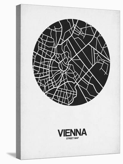 Vienna Street Map Black on White-NaxArt-Stretched Canvas