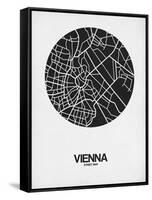 Vienna Street Map Black on White-NaxArt-Framed Stretched Canvas