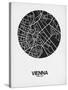 Vienna Street Map Black on White-NaxArt-Stretched Canvas